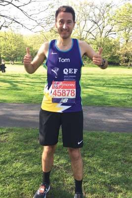 our client Tom after running the london marathon